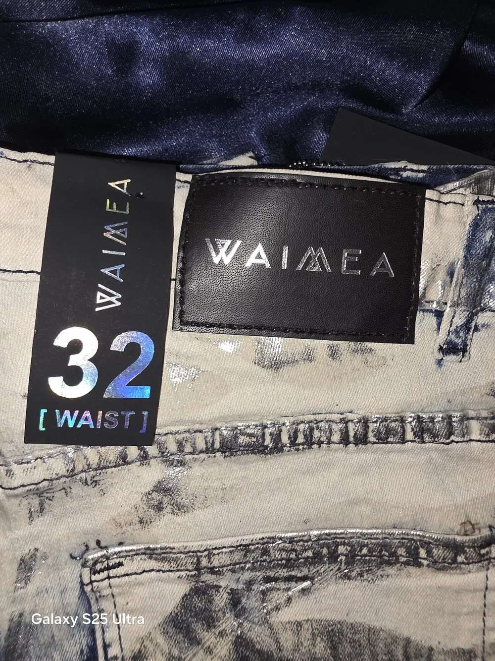 Waimea Stretch Jeans In Silver, Black & Blue. New With Tags. Size 32. MFRP:$85